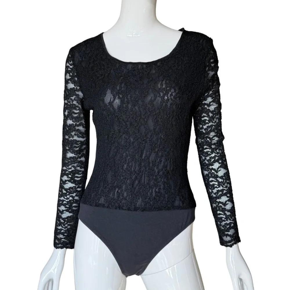 Ann Taylor (Original Ann Taylor) Black Lace Bodysuit Size Large